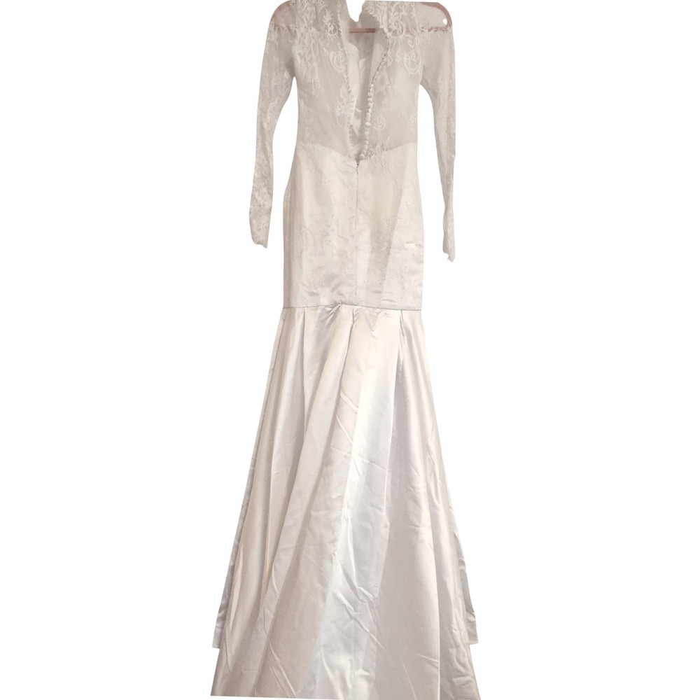 Elegant Long Sleeve Lace Wedding Dress Mermaid Train‎ Bridal Gown